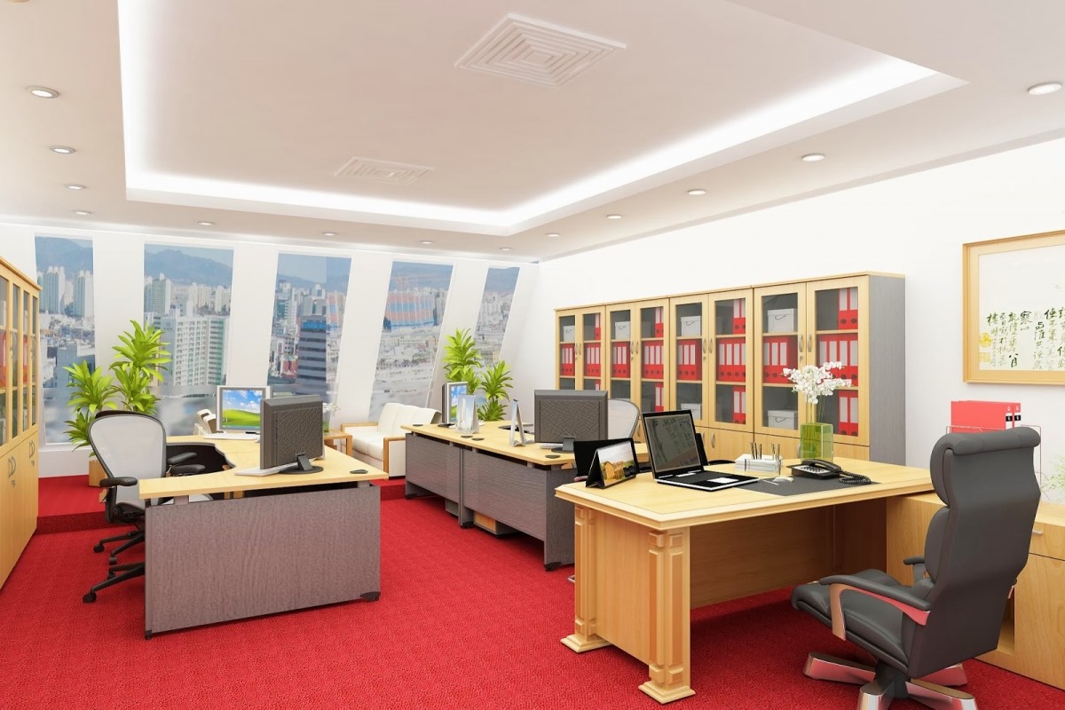 Thảm trải sàn văn phòng một màu đỏ sang trọng
